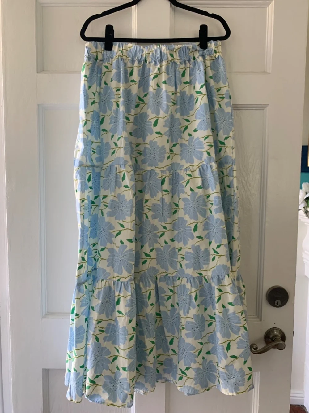 NWT Who What Wear x Target Romantic Tiered Maxi Wrap Skirt Blue Cream Floral XL - Picture 5 of 9